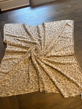 J. Crew Beige and Taupe Leopard Print Cashmere Scarf